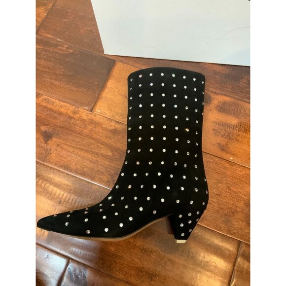 ATTICO Sofia Black Velvet Swarovsky Jewel Booties $975, Size 8 | 38 - Picture 4 of 9